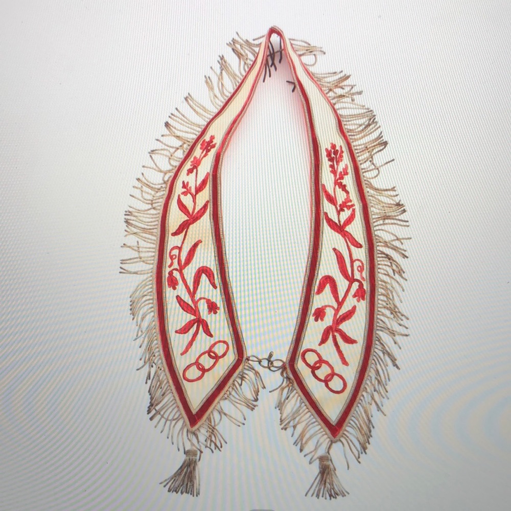 Odd Fellows Masonic Floral Soutache Ceremonial Collar & Metal Fringe & Tassels